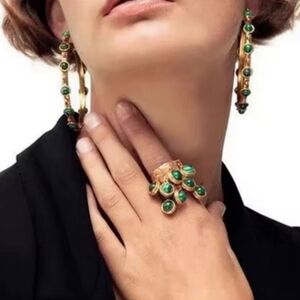 Luxurious Gold and Green Statement Ring